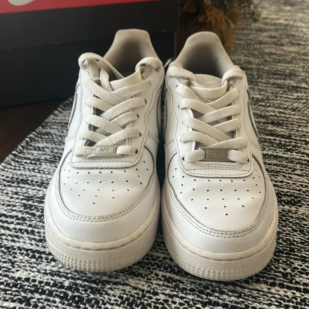 All white Nike Air Force Ones size 6.5Y